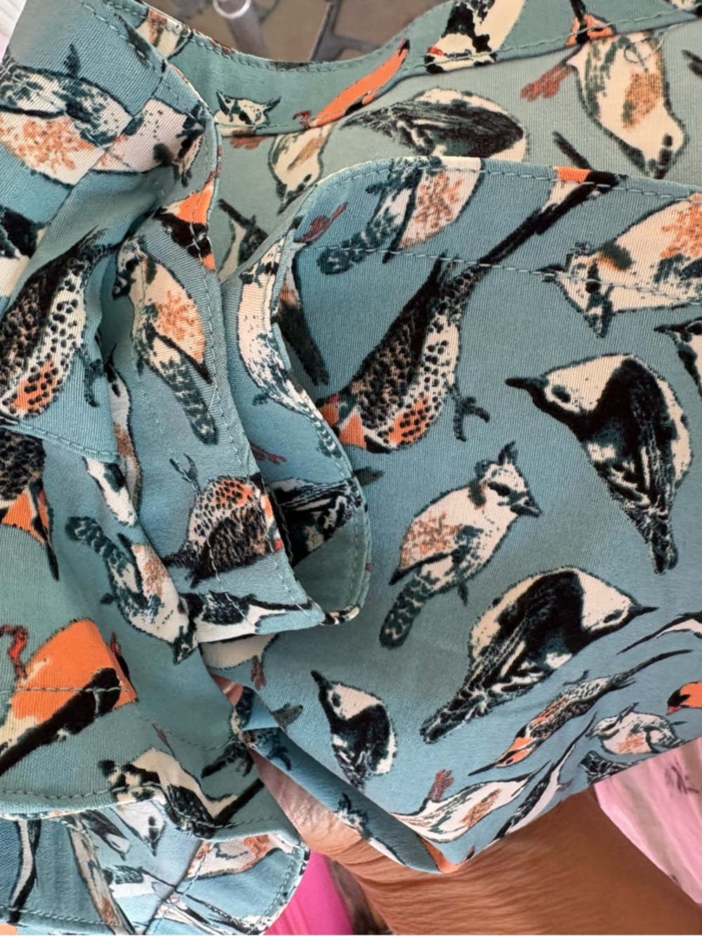 The North Face Teal Bird-Print Short-Sleeve Shorts - Picture 3 of 7